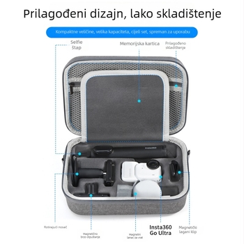 Nylon torbica za kameru za Insta360 Go Ultra, vodootporna, Lycra podstava, 10 L kapacitet, nošenje preko ramena