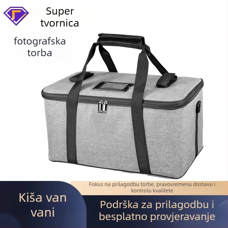 Torba za DSLR/Mirrorless fotoaparate, platnasta — vodootporna, otporna na habanje, prozračna; zatvaranje na zip, mekana ručka; stil torbe preko ramena, unutarnji pretinac s poklopcem, mogućnost ispisa logotipa