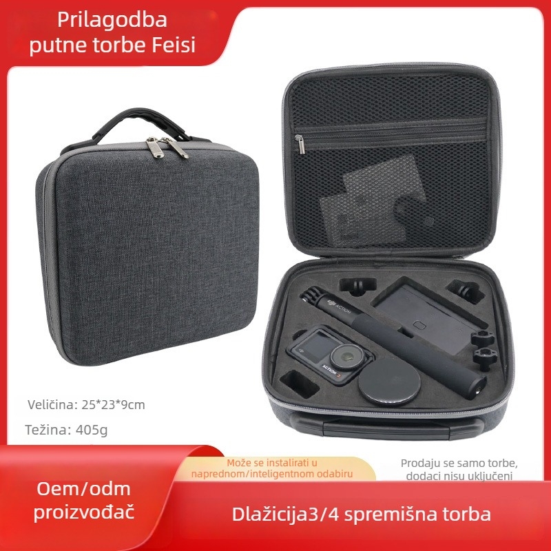 Univerzalna torbica za akcijsku kameru Action5Pro/Action6 — prijenosna, vodootporna, otporna na habanje, s EVA podlogom i zakrivljenom naramenicom