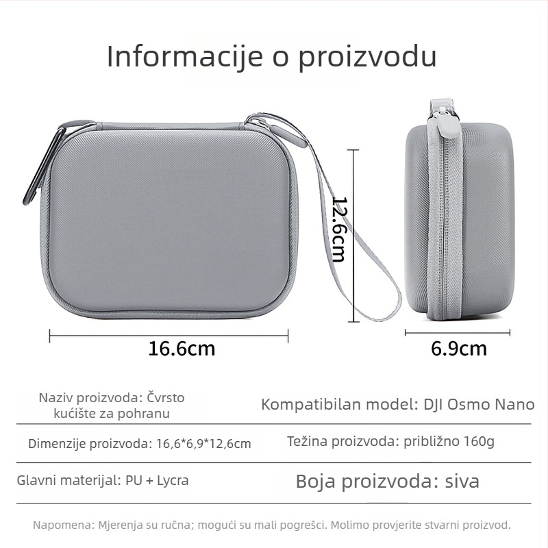 Čvrsta zaštitna kutija za DJI Osmo Nano kameru – PU+Lycra, vodootporna, otporna na habanje, otporna na udarce, prijenosna
