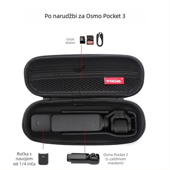 Pocket 3 prijenosna torbica za kameru s poklopcem zaslona i prostorom za dodatke, Lycra podstava, 140 g, Pocket 3 model