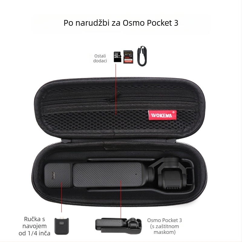 Pocket 3 prijenosna torbica za kameru s poklopcem zaslona i prostorom za dodatke, Lycra podstava, 140 g, Pocket 3 model