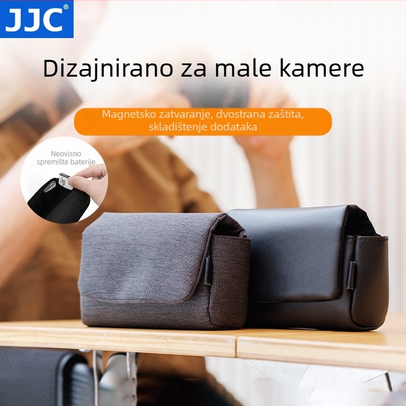 JJC torbica za kameru za Ricoh GR3 s magnetskim zatvaranjem, materijal: mikrovlakna koža/polyester Oxford, težina 97 g, unutarnja podstava od umjetne kože, kompatibilni modeli: Ricoh GR3, Canon G7X III/X2, RX100 serija