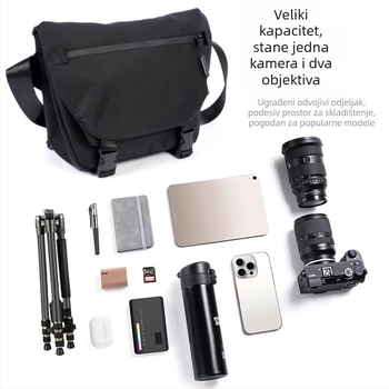 Tuoda torba za kameru – prozračna, vodootporna nylon torba za SLR i objektive, s uklonjivom drškom i zakrivljenim remenom, kapacitet ispod 20 L, model 6050