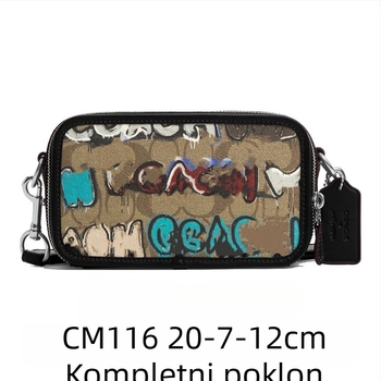 Muška crossbody torbica za kameru od PVC-a, s nylon podlogom, uzorak s slovima, gradski minimalistički stil.