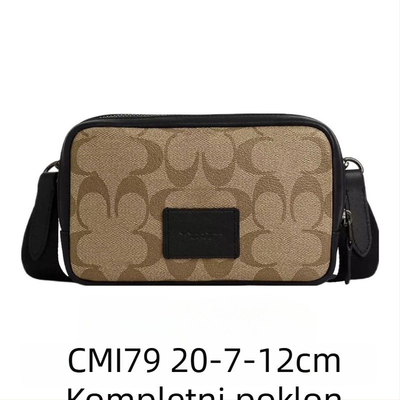 Muška crossbody torbica za kameru od PVC-a, s nylon podlogom, uzorak s slovima, gradski minimalistički stil.