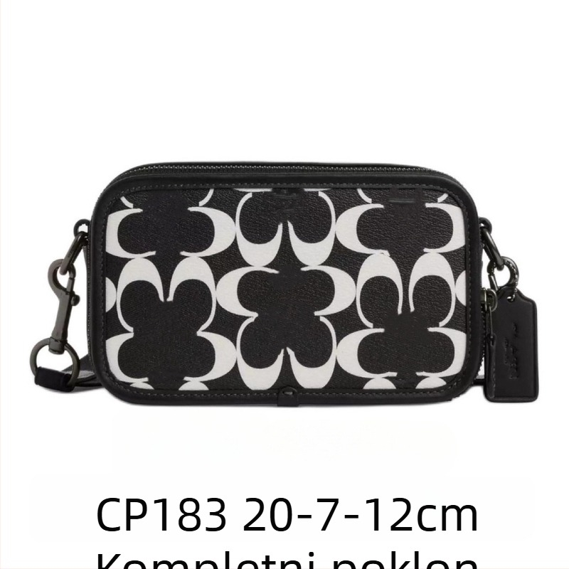 Muška crossbody torbica za kameru od PVC-a, s nylon podlogom, uzorak s slovima, gradski minimalistički stil.