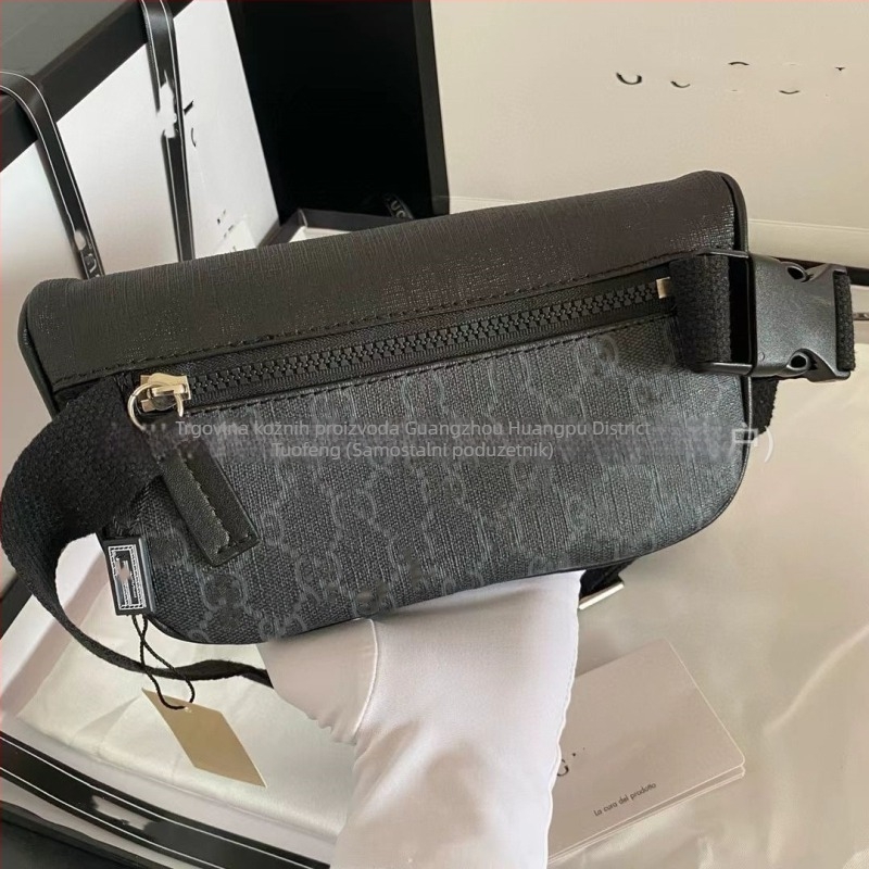 Muška torba za prsa s monogramom, platno, ležerni stil putovanja, proširivi dizajn, podstava od platna