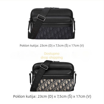 Muška crossbody torba — Prava koža; Model H27E; Značka: d; Pogodno za 8-inčni prijenosnik; Podstava: najlon