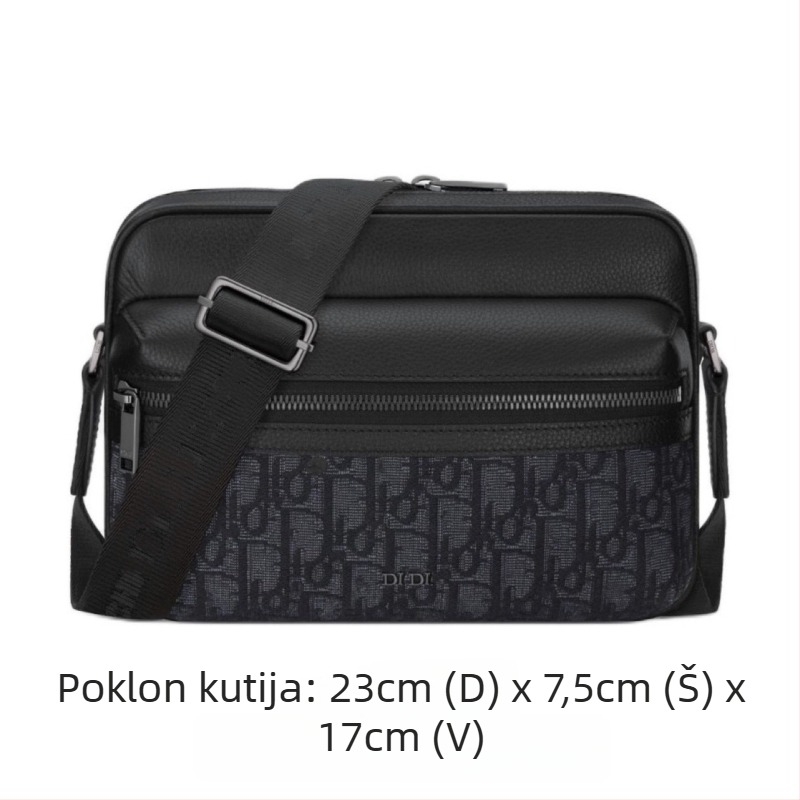 Muška crossbody torba — Prava koža; Model H27E; Značka: d; Pogodno za 8-inčni prijenosnik; Podstava: najlon