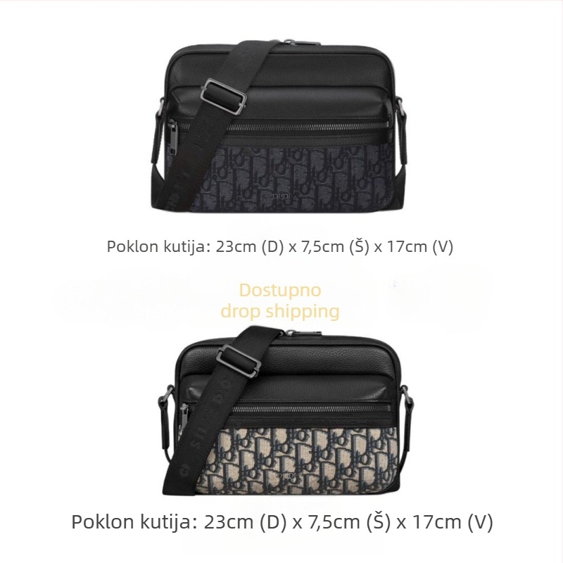 Muška crossbody torba — Prava koža; Model H27E; Značka: d; Pogodno za 8-inčni prijenosnik; Podstava: najlon