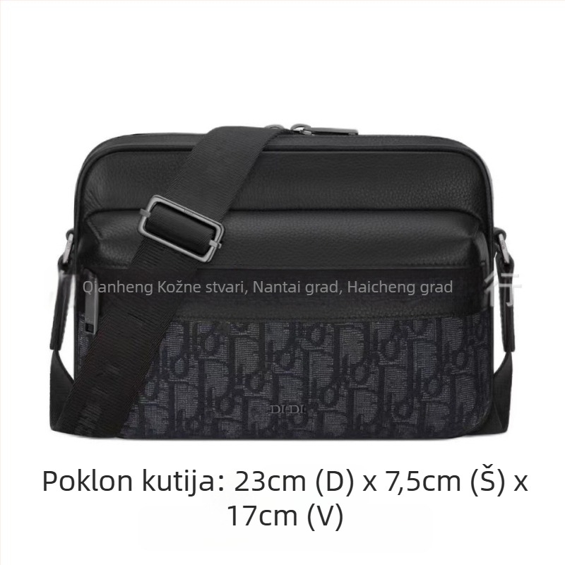 Muška crossbody torba — Prava koža; Model H27E; Značka: d; Pogodno za 8-inčni prijenosnik; Podstava: najlon