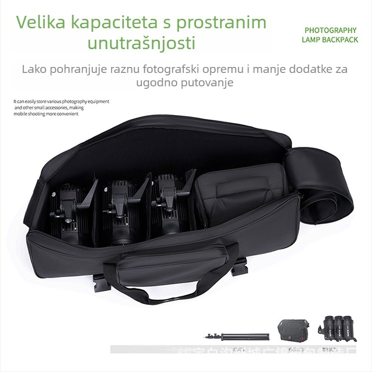 Torba za fotografijski komplet s tri nosača svjetla, set od tri svjetla, Oxford tkanina, crossbody torba za kameru sa zatvaračem