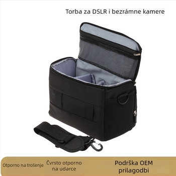 Torba za fotoaparat velike kapacitete, unutarnja tri odjeljiva pretinca, kompatibilna s digitalnim SLR i bezzrcalnim kamerama, visokokvalitetni najlon, podstava protiv udara