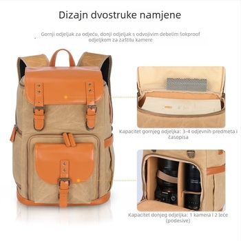 DSLR ruksak za fotografiju na otvorenom, platno, vodootporan i otporan na habanje, zatvaranje na zip, teleskopska ručka