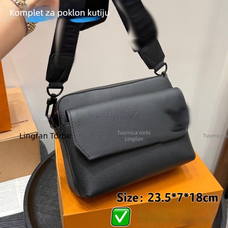 Muška crossbody torba od prave kože, koža prvog sloja, stil rekreacijskog putovanja, proširenje i smanjenje opterećenja