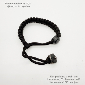 Pleteni narukvica za sprječavanje gubitka za akcijske kamere s 1/4 vijkom, univerzalna kompatibilnost, plastični hardver + webbing, prilagodljivo logo