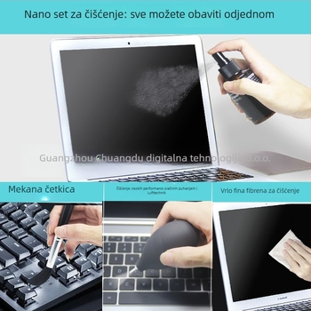 Set za čišćenje za notebook, mobitel i digitalnu kameru — Chuangdu cd-1122; sadržaj: deterdžent, krpa, četkica i zraka puhač; Godina izlaska: 2020