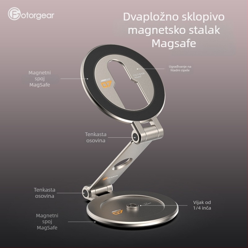 Dvostruki magnetski držač za telefon za snimanje iznad glave – legura, univerzalno