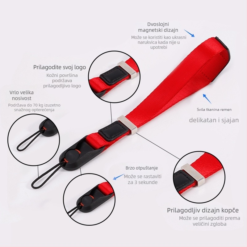 Kamera narukvica za zapešće s magnetskom brzim otpuštajućom kopčom, protiv pada, svila vrpca za bezzrkalo fotoaparate