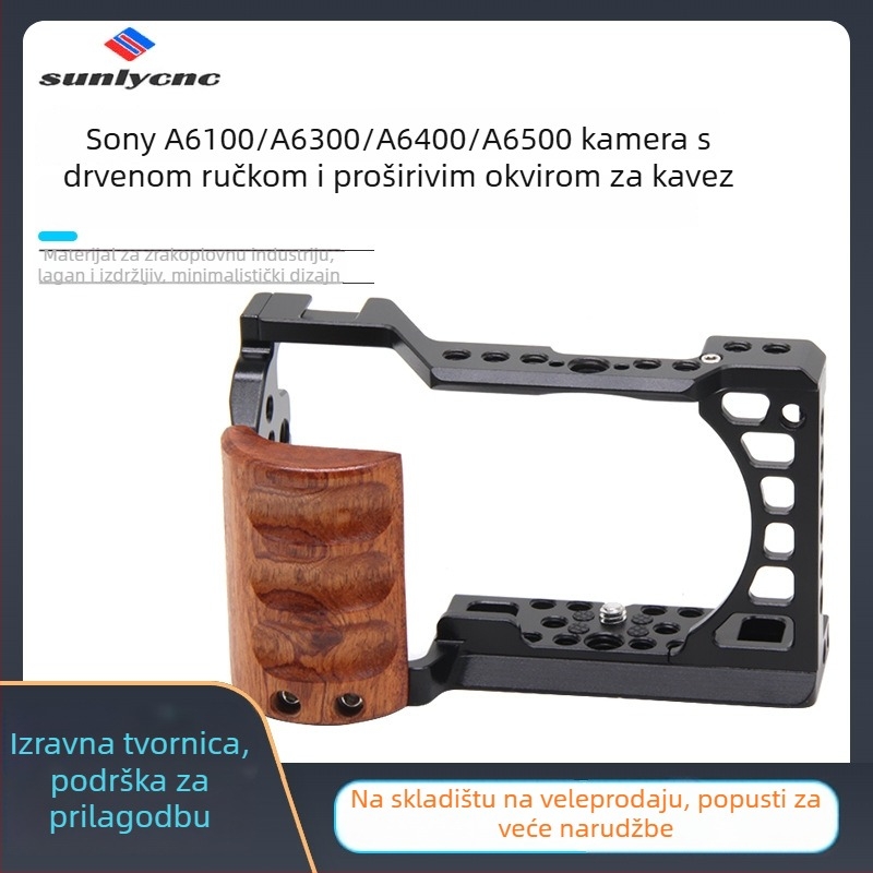 Rabbit Cage za bez ogledne kamere – vertikalna fotografija, kompatibilno sa Sony A6000/A6300/A6400/A6500; Materijal: aluminijsko legura; Maksimalna nosivost 6–10 kg; Težina 149 g