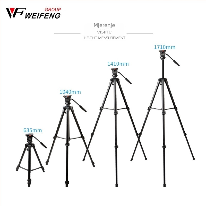 Weifeng WF-3308A stativ za DSLR s 3D PTZ glavom, aluminijska legura, 3-sekcijske noge, ploča za brzo oslobađanje, težina 2,16 kg