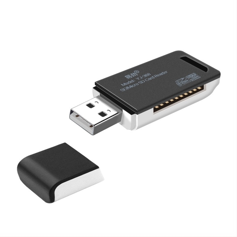 PESTON USB 2.0 2-u-1 čitač kartica za microSD/TF, model Bai Tong Yi Jin YJ-368 • vanjska montaža • podrška TF/microSD • težina 0.3