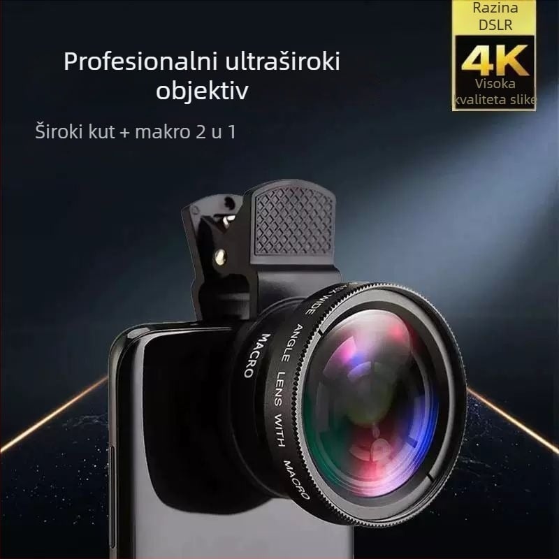 SUPMANGO Objektiv za mobitel 2-u-1: širokokutni i makro, univerzalna kompatibilnost, materijal akril i legura, veličina 120×75×45 mm