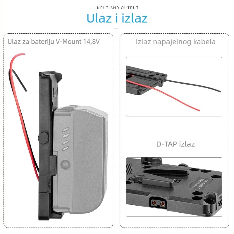 V-tip ploča za bateriju za Sony V-Mount, D-Tap izlaz, 14,8V napajanje za monitor i broadcast kameru
