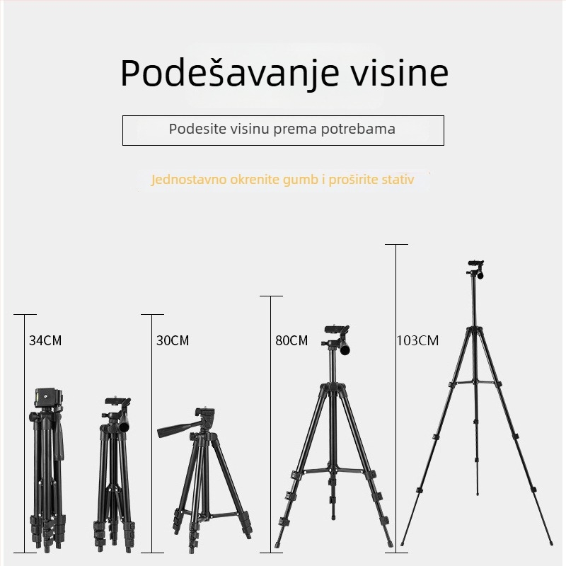 Tronožac za DSLR i pametni telefon s 3D PTZ, aluminijska legura, nosivost 2-5 kg, pločica brzog otpuštanja