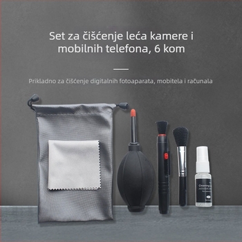 Set za čišćenje sa strujanjem zraka za fotoaparate, LCD zaslone i CCD – prijenosni vodootporni digitalni set za čišćenje (materijal: TPR plastika; OEM obrada)