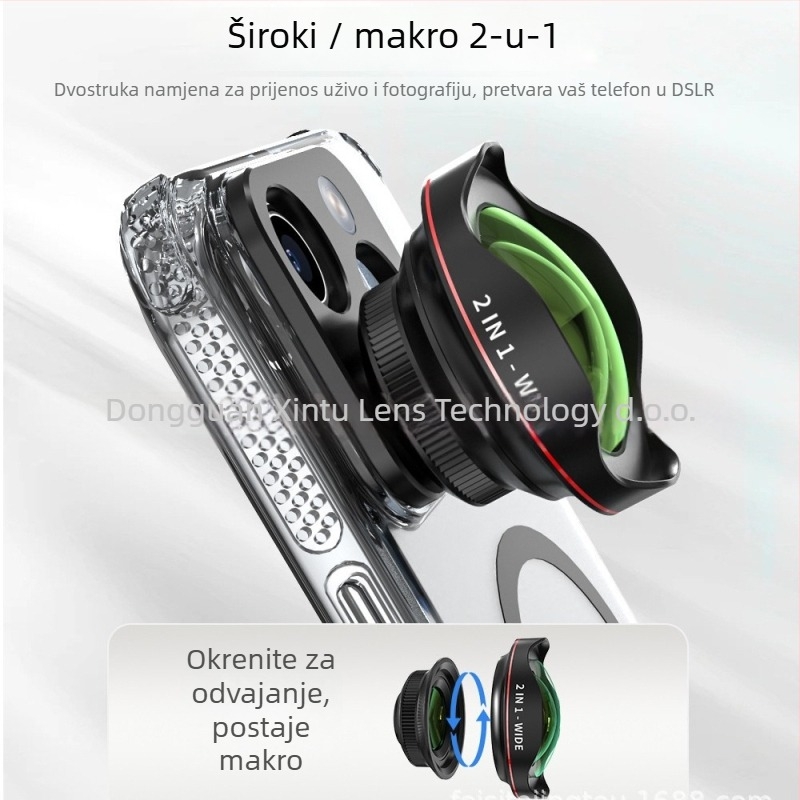 4K DSLR‑razred širokokutni objektiv, 110° bez izobličenja, vanjski širokokutni objektiv za pametne telefone, kompatibilan s 95% pametnih telefona
