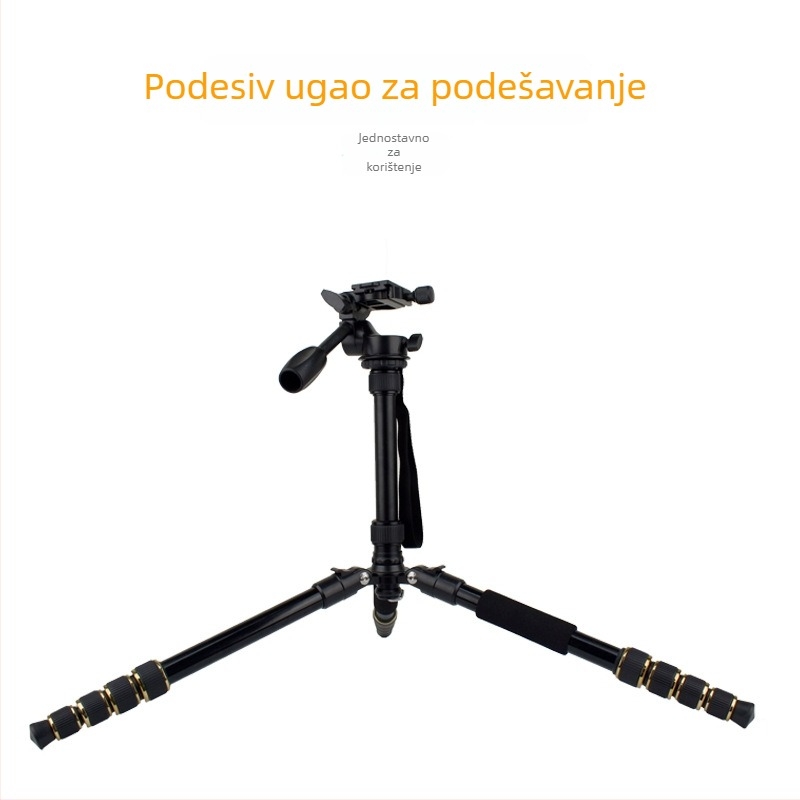 Enze 666S petsegmentni stativ od aluminijske legure s 3D PTZ amortizacijskom glavom i pločom za brzo otpuštanje, nosivost 2-5 kg