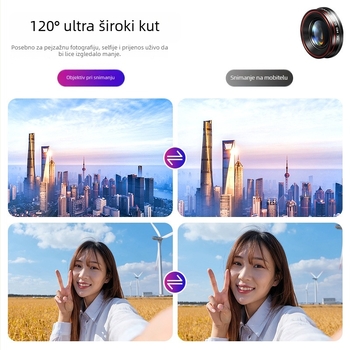 Leftlook 4K fisheye objektiv za mobitel — vanjski makro i širokokutni, DSLR razine kompatibilnosti s Apple i Huawei