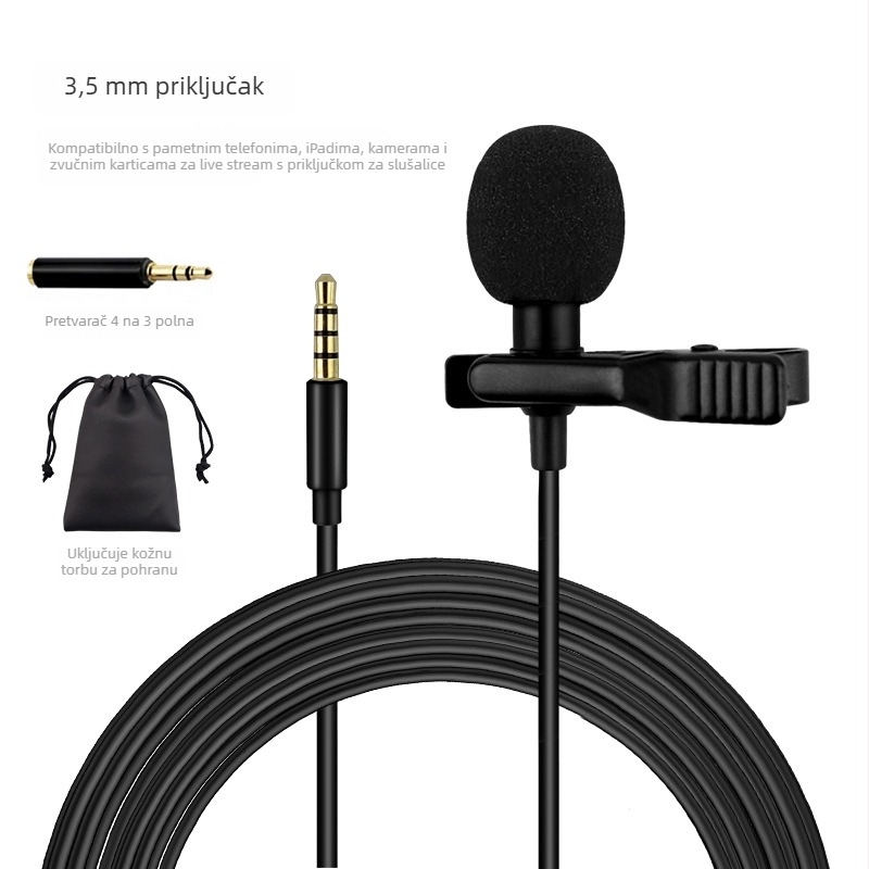 Leiz A3 mikrofon za laptop, bežični, raspon 30 Hz–15 kHz, SNR ≥ 60 dB, dimenzije 12×9×3 cm