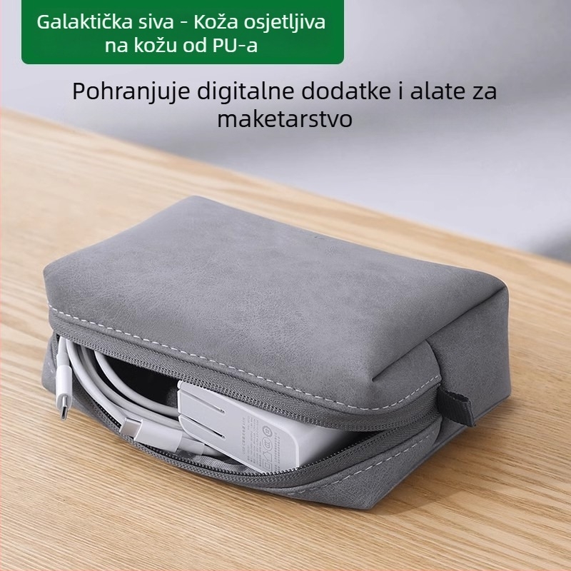 PU kubična torba za pohranu kablova za putovanja — organizira power bank, kablove i sitne dodatke