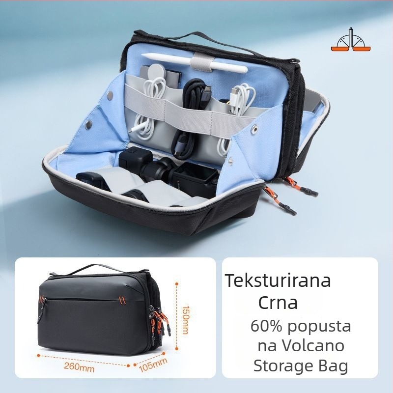 Torba za digitalne dodatke visokog kapaciteta, vodootporna i otporna na habanje, Oxford platno, unisex ručna torba s zakrivljenim naramenicama