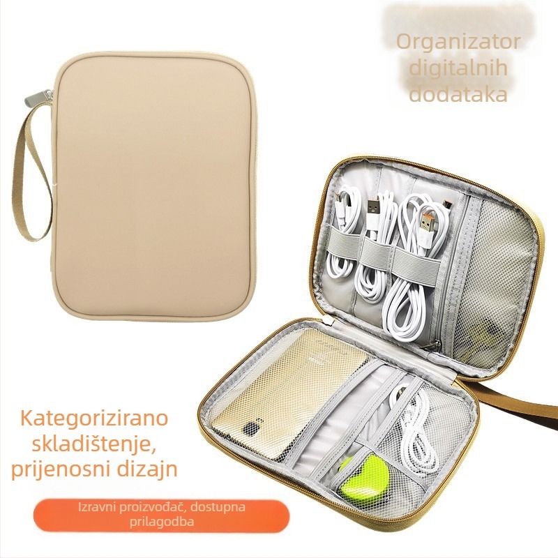 PU torbica za pohranu kablova i dodatne opreme, kockastog oblika, višenamjenski putni organizator, model 8787