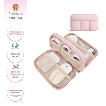 Shujin putna torbica za kabelske i gadgete – dvostruko slojevita ručna torba, poliester, višestruko skladište za kabelove, power bank i miš