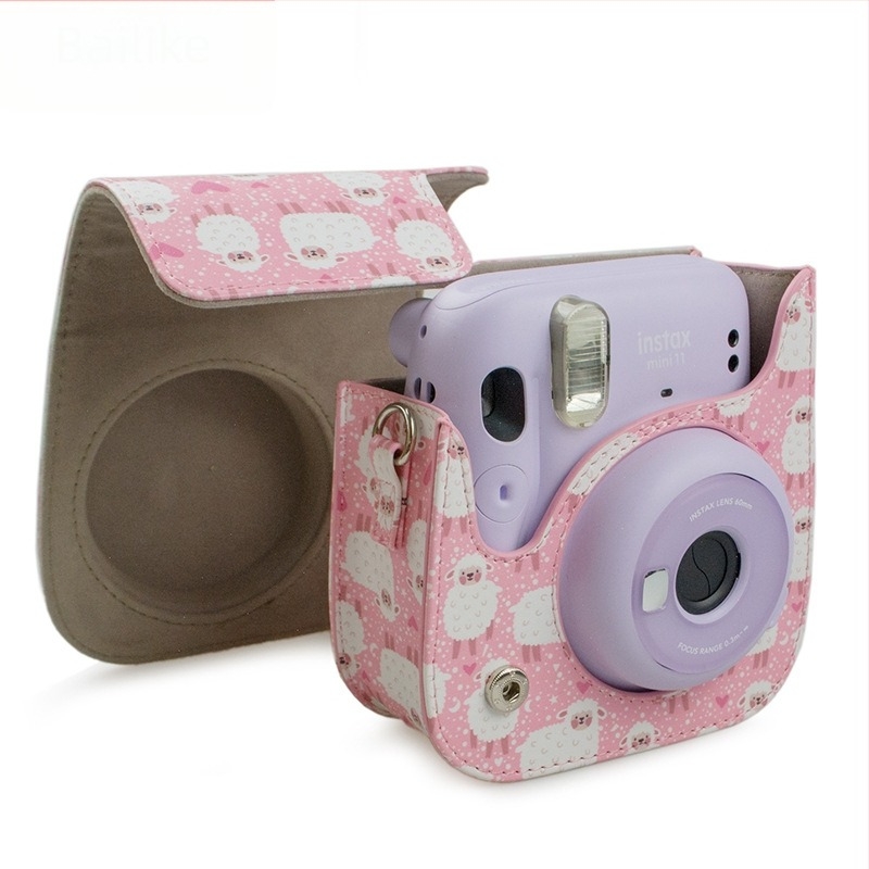 Torba za kameru Polaroid Mini12/11 – PU koža, flanelna podstava, Model Fuji-mini11-sheep (Kompatibilna s Mini12/11/9/8; Težina 110 g)