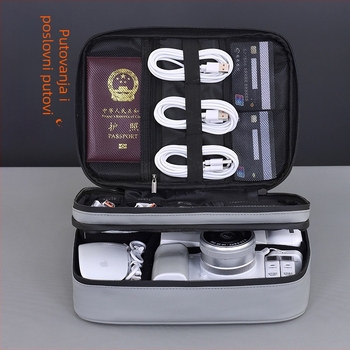 Kockasta digitalna torba, membranski materijal, višenamjenski putni organizator za kabeli, slušalice, USB diskove, miš, vanjski tvrdi disk i power bank