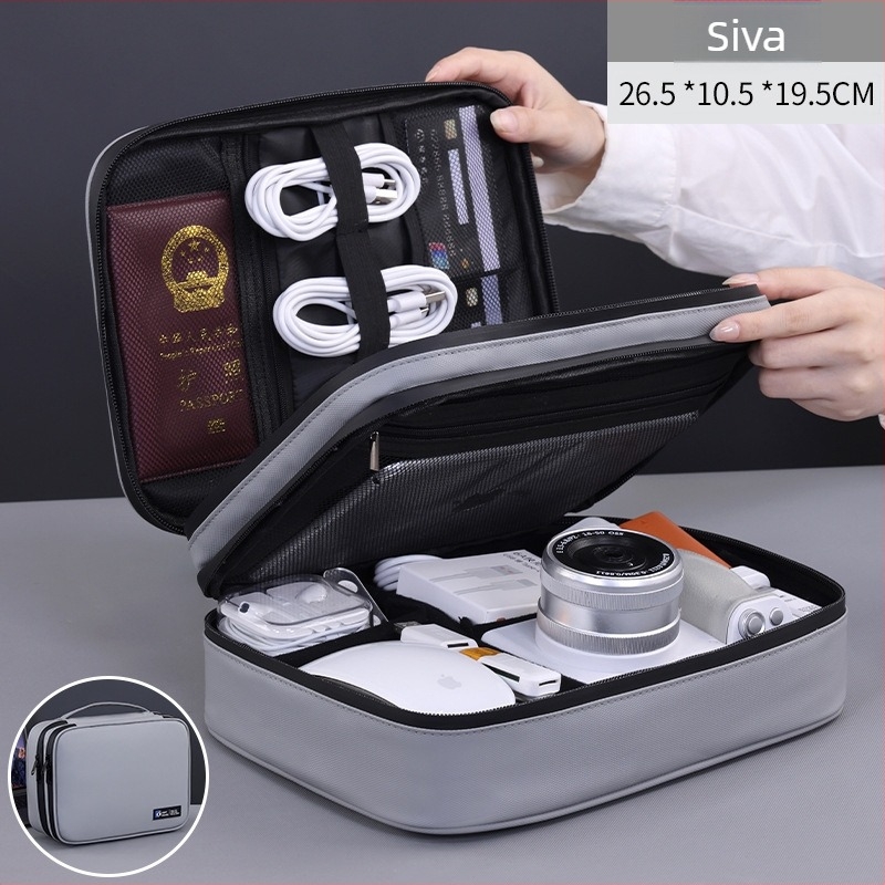 Kockasta digitalna torba, membranski materijal, višenamjenski putni organizator za kabeli, slušalice, USB diskove, miš, vanjski tvrdi disk i power bank