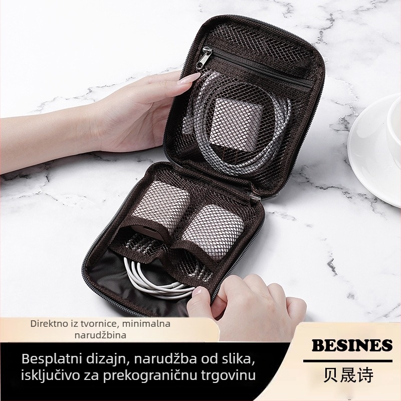 Torba za pohranu kablova za podatke, kubičnog dizajna, platnenog materijala, višenamjenska, za putovanja, kozmetiku i stolnu upotrebu