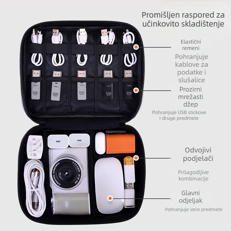 Putna kutija za skladištenje u obliku kocke, PU koža, model 5010, višenamjenski organizator za elektroniku i kozmetiku