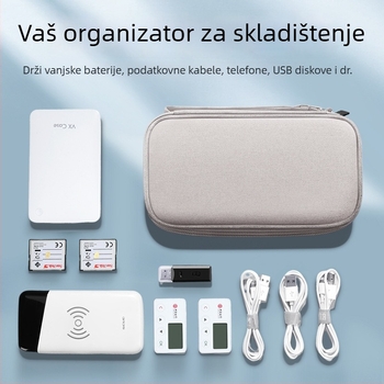 Kockasta vodootporna torbica za kabeli, slušalice i vanjske baterije, višefunkcionalna, jacquard tkanina