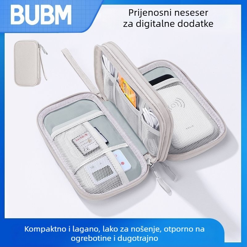 Kockasta vodootporna torbica za kabeli, slušalice i vanjske baterije, višefunkcionalna, jacquard tkanina
