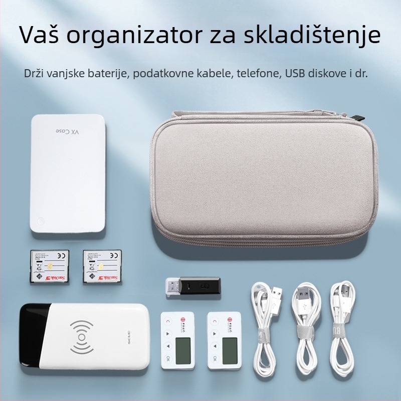 Kockasta vodootporna torbica za kabeli, slušalice i vanjske baterije, višefunkcionalna, jacquard tkanina