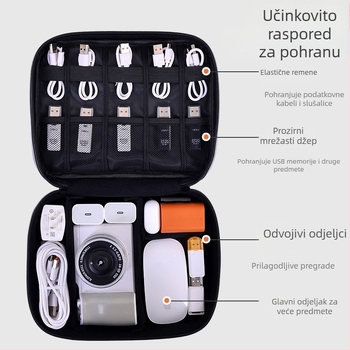 3C torba za pohranu digitalnih dodataka – kubični oblik, membranski materijal, višenamjenski putni organizator, model 5010