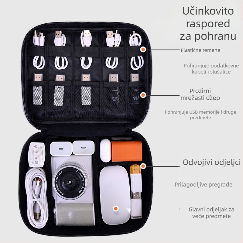 3C torba za pohranu digitalnih dodataka – kubični oblik, membranski materijal, višenamjenski putni organizator, model 5010