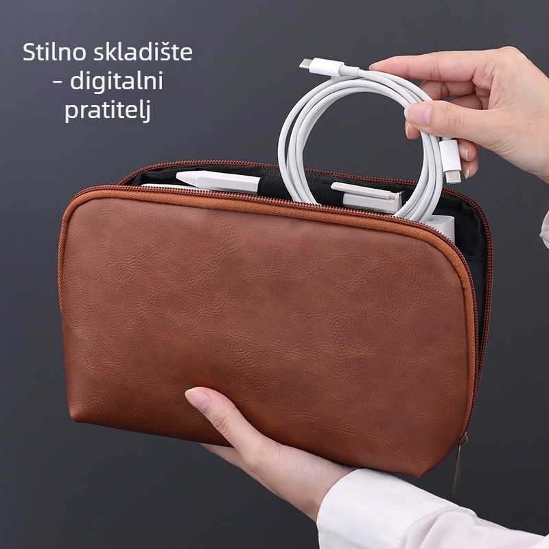 Torba za digitalno skladištenje, PU materijal, vodootporna, oblik ručne torbe, model 5019, putni organizator za kablove, USB‑diskovi i tvrdi diskovi